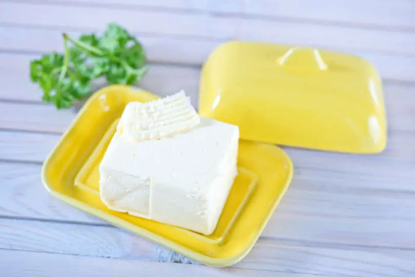 Butter on butter keeper and on a table